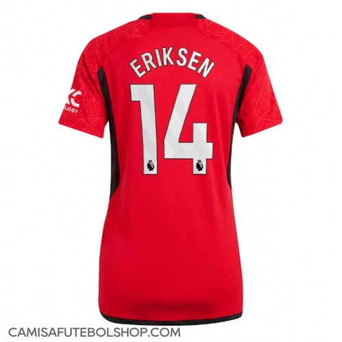 Camisa de time de futebol Manchester United Christian Eriksen #14 Replicas 1º Equipamento Feminina 2023-24 Manga Curta